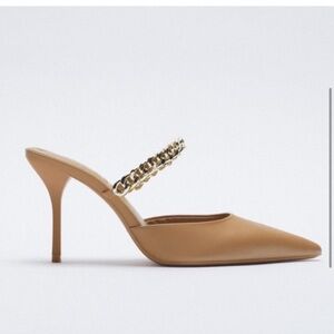 Zara Gold Chain Heeled Mule